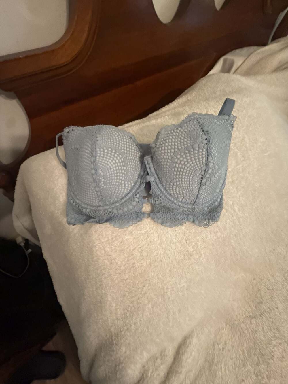 Adore Me Light Blue Lace Longline Bra 32DDD